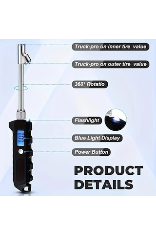 Xuweiwei 1 Adet Lastik Basıncı Göstergesi Yeni Dijital Ekranlı Tekerlek Basınç Ölçer 0-250 Psi Ağır Kamyon Ve Araba