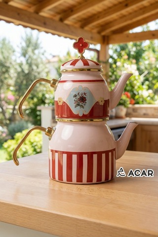Emaye Chole Collection Çaydanlık Gold-5792 Çok Renkli