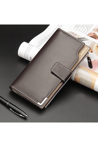 Createtech Baellerry Erkek Uzun Cüzdan, Modern Genç El Çantası, Kahverengi Kahverengi