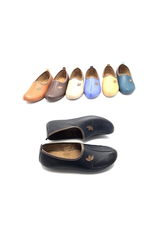 Deritarz Hakiki Deri Hac Umre Tavaf Patiği Ve Ev Ayakkabısı Siyah