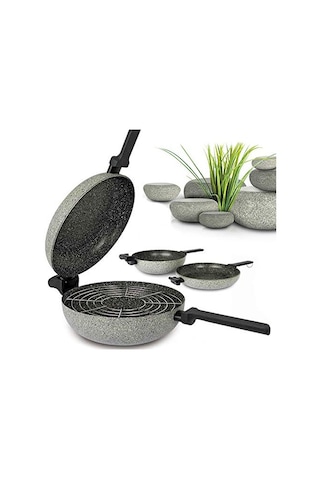 Twins Indiksiyonlu 28 Cm Cift Tarafli Tava Izgara Çok Renkli