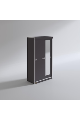 Kenzlife Gardırop Sürgülü Kapaklı Kapılı 100 Papatya Gri Aynalı Gardolap Dolap