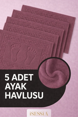 Serra 5 Adet %100 Pamuk En Iyi Emici Ayak Havlusu Konforlu Banyo Paspası 50x70cm Mürdüm
