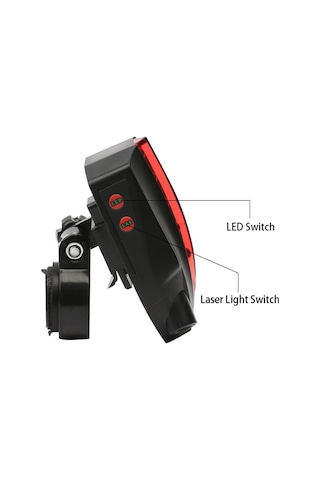 2 Lazer 5 Led Arka Bisiklet Kuyruk Işık Siyah