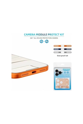 Guztech İphone 17 Pro Max Safir Kamera Lens Koruma Seti 4lü Hd Şeffaf Kamera Alanı Koruyucu Hapörler Ve Filtre Aksiyon Tuş Koruması Turuncu