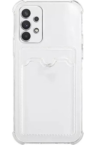 Samsung Galaxy Uyumlu A52 Kapak Kamera Korumalı Kartlıklı Darbe Emici Özellikli Şeffaf Silikon Kılıf