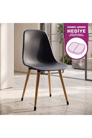 Vilinze Eames Naturel Ahşap Ayak Plastik Füme Sandalye Eames-beyaz