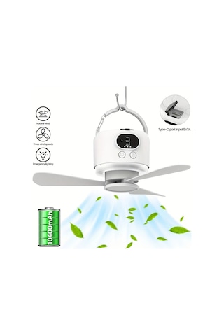 Chuangyinshop Yeşil Ordu 10400mah Kamp Yelpazesi Şarj Edilebilir Taşınabilir Usb Ventilatör Sessiz Dört Hızlı Rüzgar Mobil Şarj Yeşil Ordu