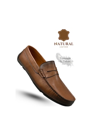 Sermoda Erkek Loafer - Hakiki Deri Rok Loafer Erkek Ayakkabı Taba