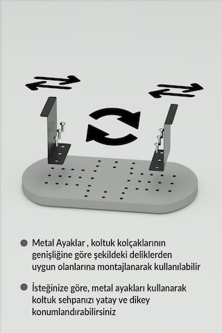 Zigon Sehpa Yan Sehpa Ayarlanabilir Tepsi Oval Dekoratif Modern Yatay Dikey Koltuk Sehpası Krem Krem