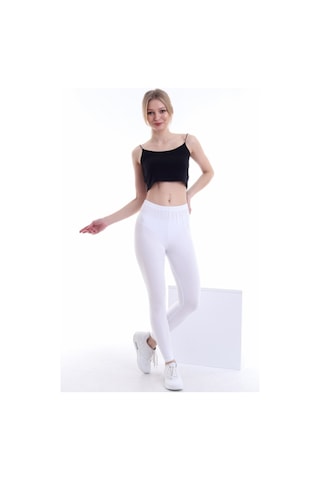 Self Clothing Kadın Ekru Penye Kumaş Tayt Yüksek Bel Slf1290Ekru