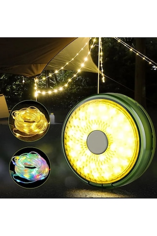 Solar Kamp Lambası 8 Metre Peri Led Işık Makaralı Type-c Şarjlı Bahçe Çadır Karavan Aydınlatması
