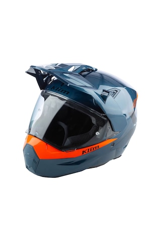 Klim X1 Alpha Carbon Concept Korumalı ADV Motosiklet Kaskı Mavi - Turuncu