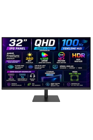 Ktc H32t13 32 5ms 100 Hz Hdmı+displayport Amd Freesync 2k Qhd 2560x1440 Ips Panel Monitör