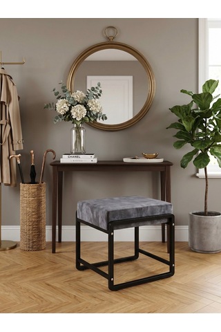 Pure Siyah Ayaklı Babyface Puf 50x40x45 Cm - Modern Bench Antrasit