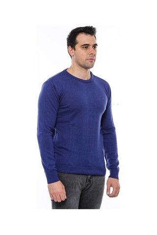 Lacivert Bisiklet Yaka Slimfit Desensiz Triko 001