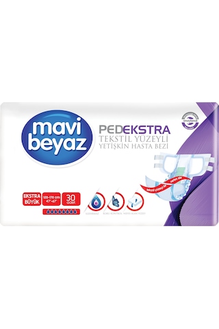 Mavi Beyaz Tekstil Yüzeyli Bel Bantlı Yetişkin Hasta Bezi XL 60'lı