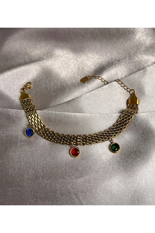 Laria Jewelry Üç Taşlı Hasır Bileklik