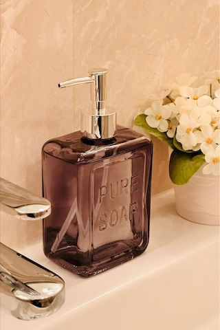Makri Home Renkli Cam Sıvı Sabunluk, 500 Ml, Siyah Siyah