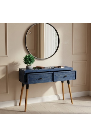 Mobenta Stria Entry: Modern Masif Dresuar 2 Çekmeceli Antre Konsolu - 120x31.5 Ig Mavi