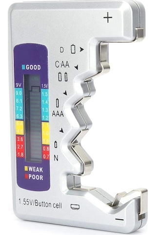 Singree Bt-886 Profesyonel Pil Test Cihazı - Düğme, Aa, Aaa Ve 9v Piller İçin Hızlı Voltaj Ölçer Gümüş