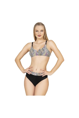 Endeep Kadın Leopar Desenli Yüksek Bel Bikini Takımı Pembe
