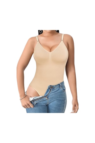 Mood Agenda Kadın İnce Askılı Çıtçıtlı Slip Body Korse Ten Ten Rengi