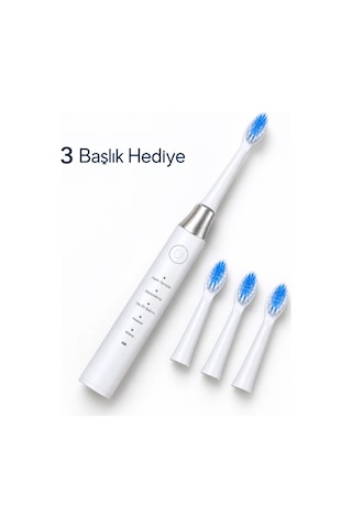 Kargo 3 Yedek Başlık Hediyeli Usb Şarjlı Beyaz Elektrikli Diş Fırçası Najmaddin