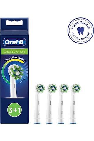 Oral-B Cross Action Clean Maximizer 3+1 Yedek Fırça Başlığı Beyaz