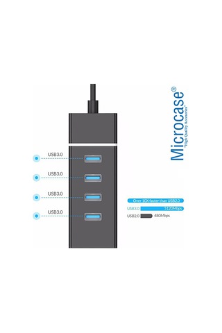 USB 3.0 Super Speed 4 Port 5 GBPS Çoklayıcı Hub 30 cm - AL2328