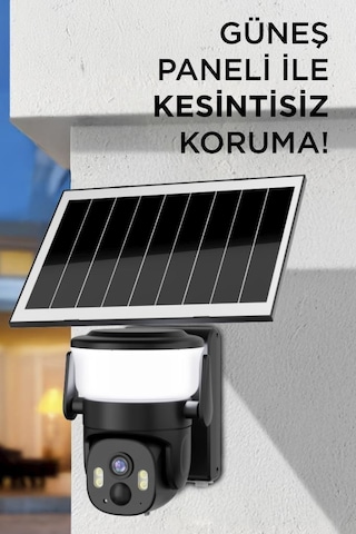 Torima Cmr30 Siyah Şarjlı Duvar Lambası Görünümlü Dış Mekan Kamerası Akıllı Ip Güneş Enerjili Kamera