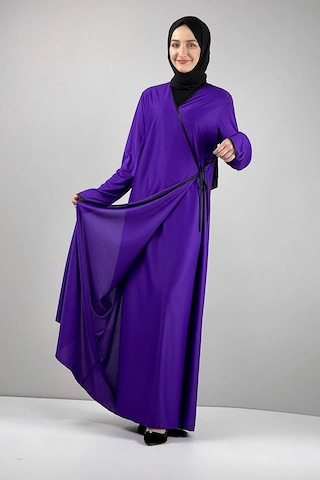 Moda Çizgi Namaz Elbisesi Mor