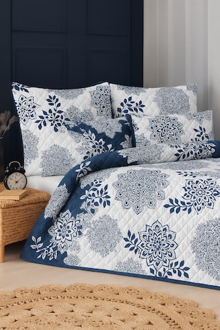 Sardinia Çift Kişilik Kapitone Dolgulu Pike 4 Mevsim Baklava Dsn Yastık Kılıfı Dahil 200x230cm Mavi