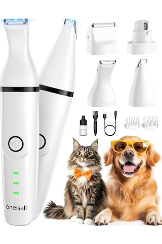 4'ü 1 Arada Sessiz Kesme Makinesi, Köpek, Kedi Bakımı, Şarj Edilebilir, Pati Düzeltici