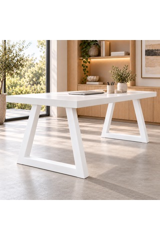 Evkolleksiyon Ters Trapez Metal Masa Ayağı 2 Li Takım 72x72 Cm 60x60 Çelik Profil Beyaz