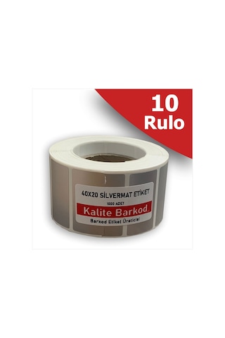 40x20 Silvermat Etiket | 10 Rulo Demirbaş Etiketi 40x20 Silvermat Etiket | 10 Rulo Demirbaş Etiketi