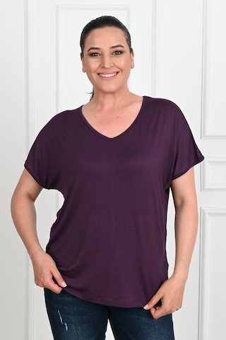 Kadın V Yaka Büyük Beden T-shirt 1486-23 001