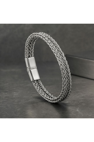 Premium Sarmal Çelik Zincir Örgülü Erkek Bileklik 31835b2d3 - 21 Cm Gümüş