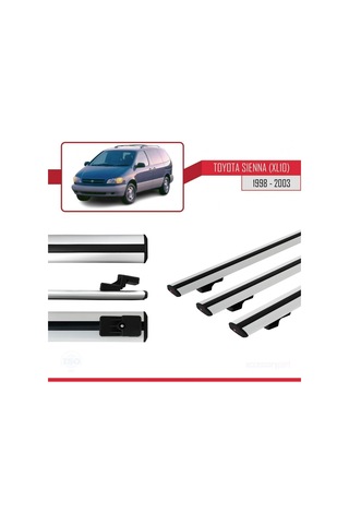 Toyota Sienna Xl10 1998-2003 Arası İle Uyumlu Basic Model Ara Atkı Tavan Barı Gri 3 Adet