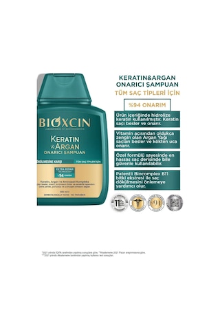 Keratin & Argan Onarıcı Şampuan 300 Ml - Yıpranmış Ve Hasar Görmüş Saçlar 3'lü