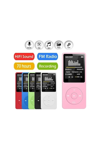 8gb Hafıza Kartlı Bluetoothlu Mp3 Çalar Ses Kayıt Fm Radio Dahili Hoparlör Ekranlı Müzik Çalar