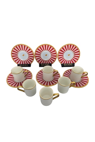 Sudedi Home Pink Line 6 Kişilik Kahve Fincanı Takımı - 90 Ml Çok Renkli