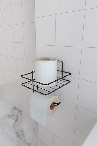 Eva Metal Tasarim Yapışkanlı Tuvalet Kağıtlığı Tutacağı Askı Mat Siyah