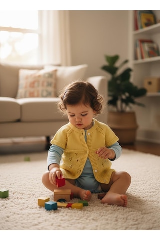 Reanea's Shop Bebek Yeleği El Örgüsü Sarı