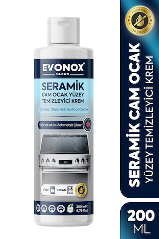 Clean Seramik Cam Ocak Yüzey Temizleyici Krem 200 Ml Tekli