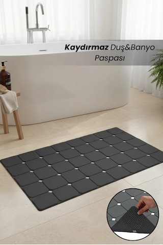 Aqua Luxe Kaydırmaz Duş&banyo Matı / Duşakabin Ve Küvet Paspası Antrasit - Gri