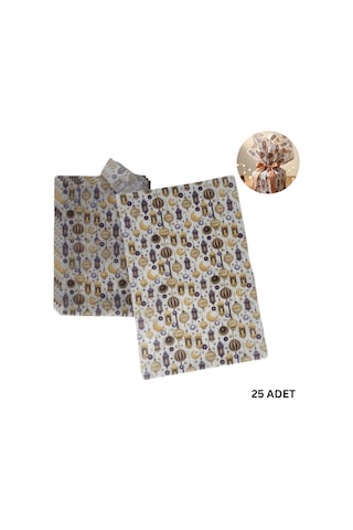 Ramazan Temalı Pelur Kağıdı İftar Hediye Paketleme Kağıdı Beyaz Zemin 18 g/m 30 x 45 CM 12 Adet