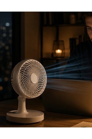 Masaüstü Mini Fan Sessiz Çalışan 2 Hızlı Otomatik Salınımlı Fan