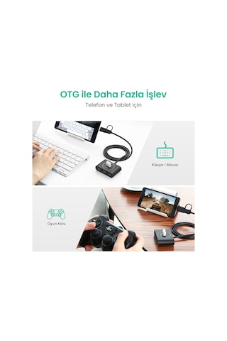 Ugreen Usb A/usb C To 4 Port Usb 3.0 Hub Çoklayıcı Siyah 1 Metre, 40850