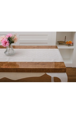 Finezza Roma Jakar Polyester Kumaş Bej Runner 45x150 cm - 1415